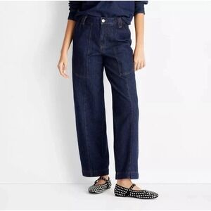 Future Collective Women's High-Rise Straight Leg Jeans - Dark Blue Denim 6